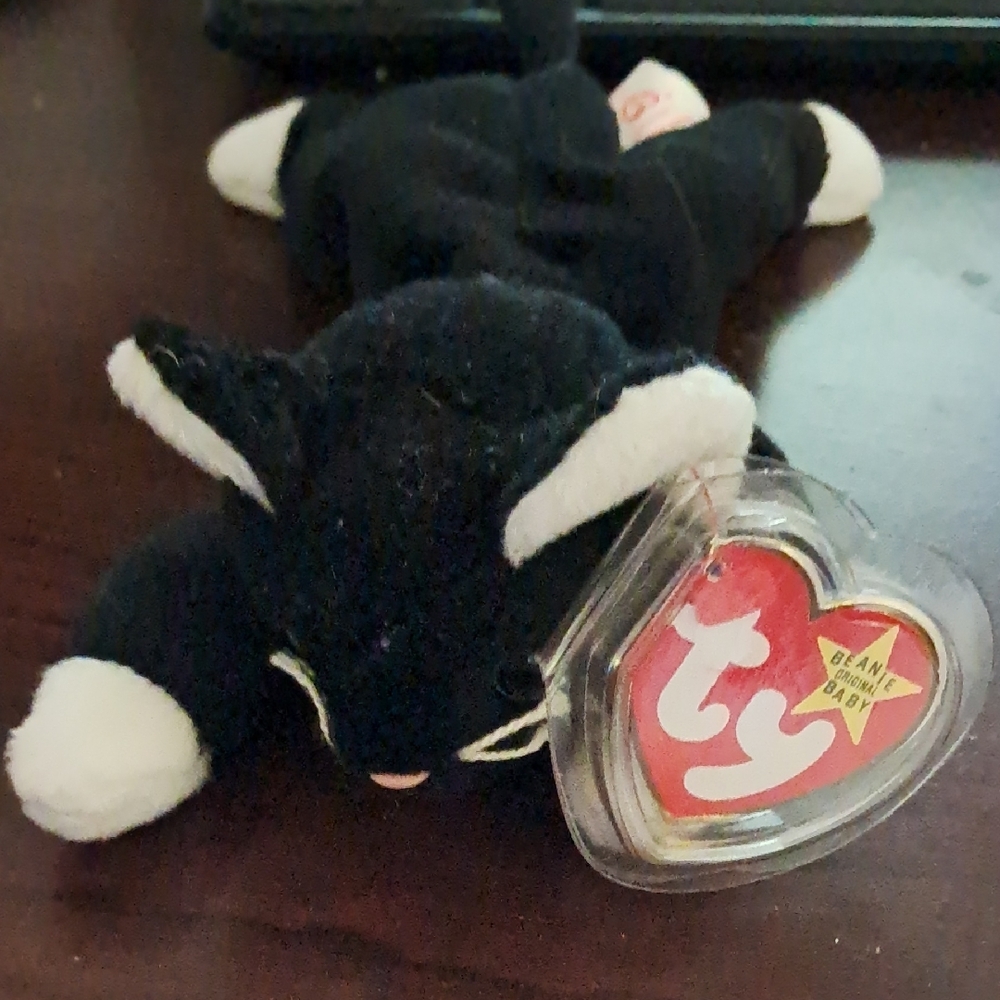 Ty Beanie Baby Black and White Cat Plush
